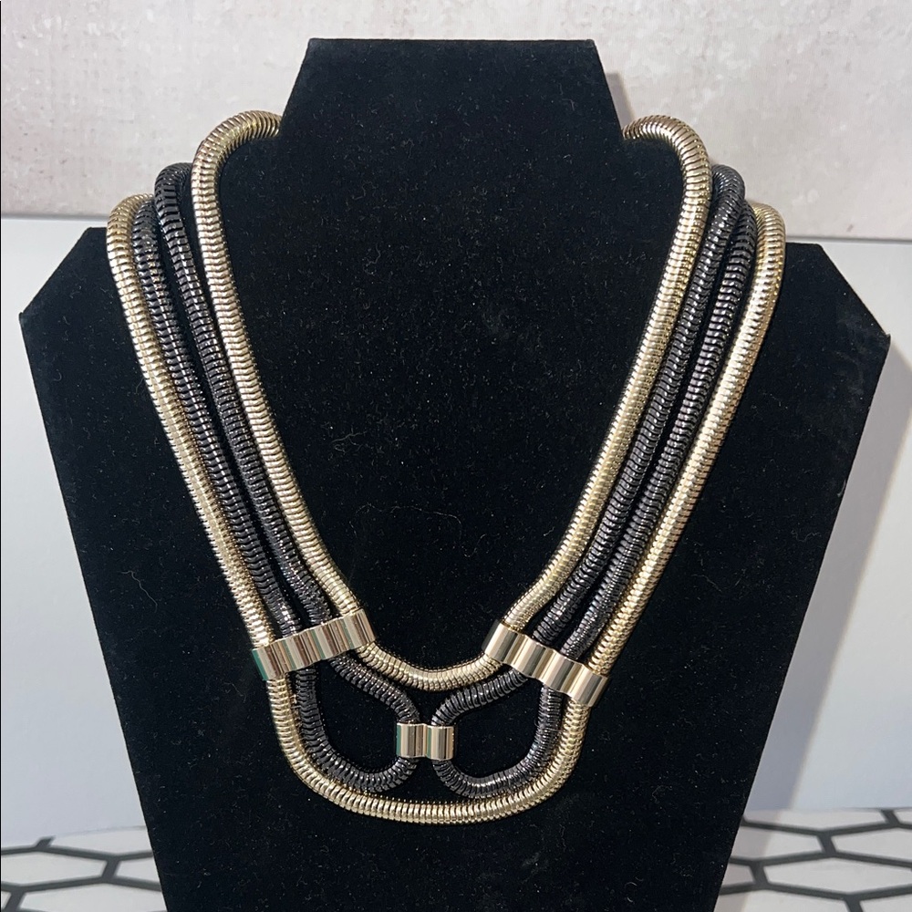 Lord & Taylor Black and Gold Multi-Strand Necklace